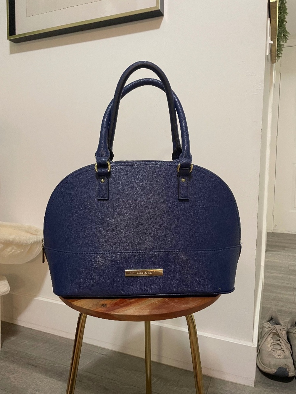 Classic Anne Klein Navy Dome Satchel